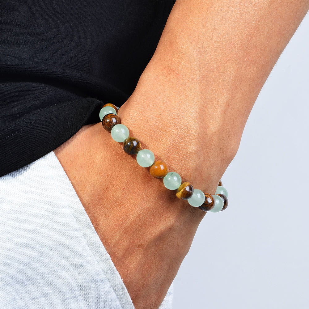 Money Bracelet - Lucky Bracelet - Attract Wealth, Abundance, & Prosperity - Green Aventurine - Tiger Eye
