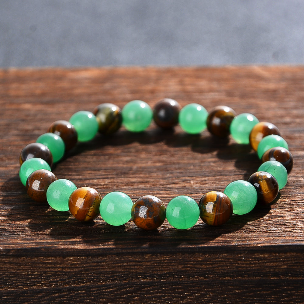Money Bracelet - Lucky Bracelet - Attract Wealth, Abundance, & Prosperity - Green Aventurine - Tiger Eye