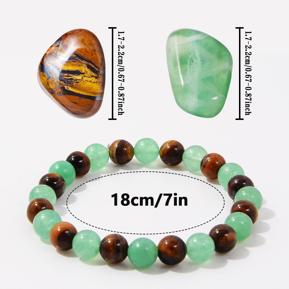 Money Bracelet - Lucky Bracelet - Attract Wealth, Abundance, & Prosperity - Green Aventurine - Tiger Eye